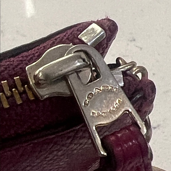 Coach Women's Burgundy Leather Wristlet - Picture 6 of 12
